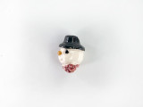 Soft Flex 13x10mm Small Snowman Head Ceramic Bead, 1 Count 