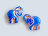 Soft Flex 21x22mm Blue Czech Glass Elephant Beads, 2 Count (Closeout) 