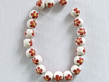 11mm Red Ceramic Flower Rounds, 20 Count (Closeout)