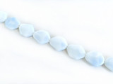 25x20mm White/Sapphire Czech Glass Flat Irregular Oval Beads, 7.5" Strand  (Closeout)