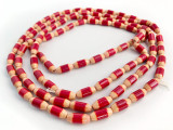 Soft Flex 15x7mm Red Coral Japanese Bamboo Striped Barrel Beads, 100 Count (Closeout)