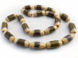 15x7mm Olive Green Japanese Bamboo Striped Barrel Beads, 20 Count (Closeout)