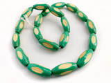 Soft Flex 15x7mm Green Japanese Bamboo Table Cut Barrel Beads, 20 Count (Closeout) 