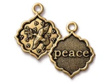 24x29mm Antique Gold Plated Peace Dove Pendant, 1 Count (Closeout)