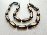 17x7mm Dark Brown Japanese Bamboo Table Cut Barrel Beads, 20 Count