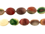 Soft Flex Varied Size Multicolor Imperial Jasper Polished Ovals, 12 Count