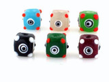 Soft Flex 6 Count 10.5mm Misc. Colors Square Raised Dot Lampwork Eye Beads (Closeout) 