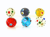 6 Count 9.5mm Opaque Colors Dot Lampwork Beads (Closeout)