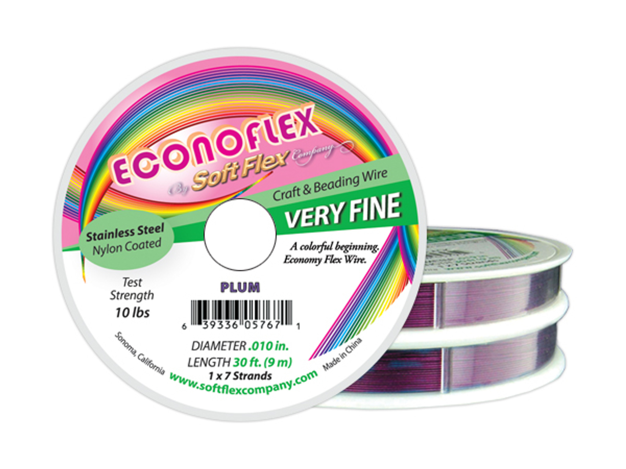 Econoflex Hobby Beading Wire .010 Very Fine 30ft Plum (Closeout) - Soft  Flex Company