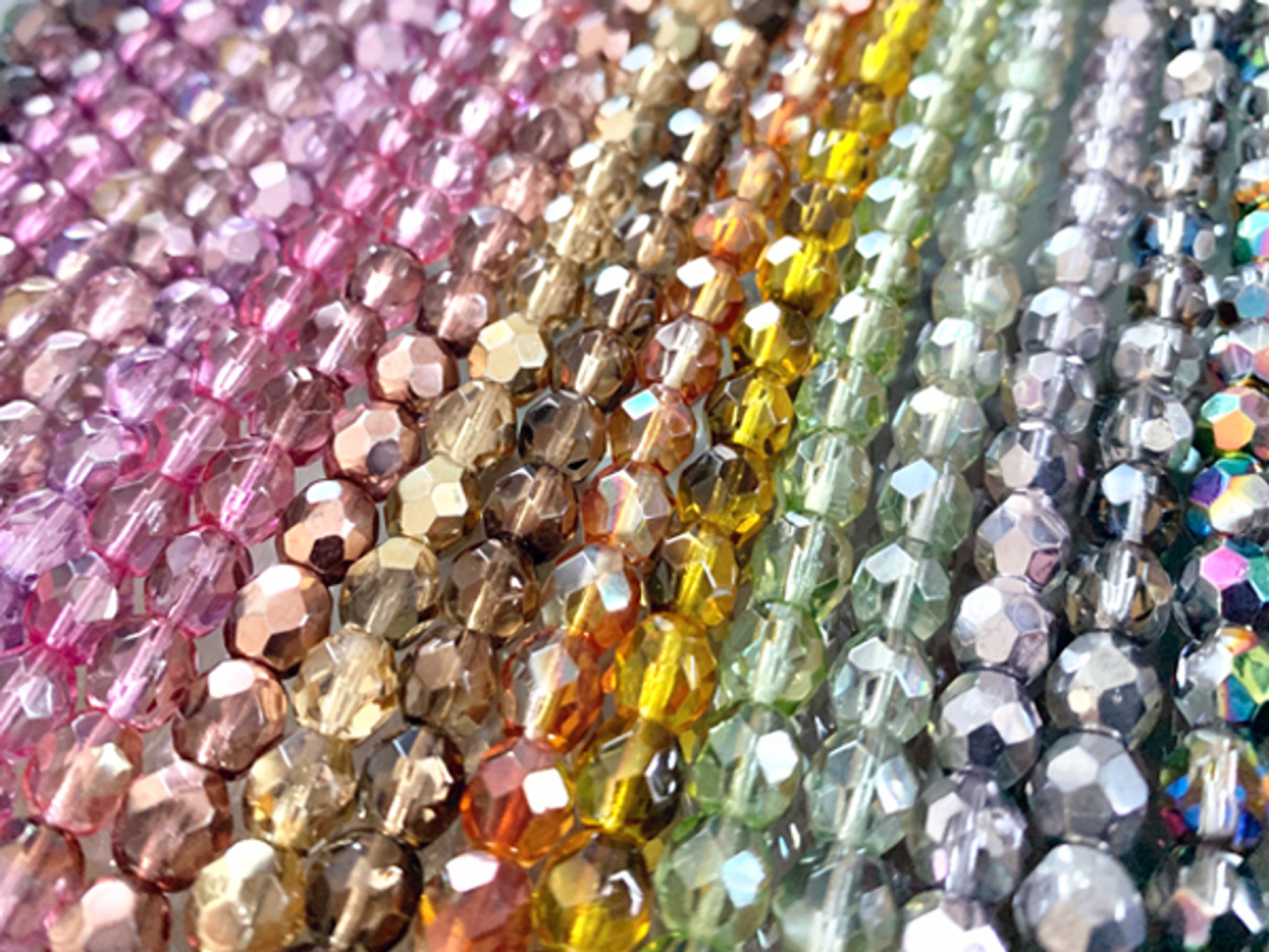 Czech Fire Polished Glass Beads 8mm Round 'Crystal/Color Mix' (25
