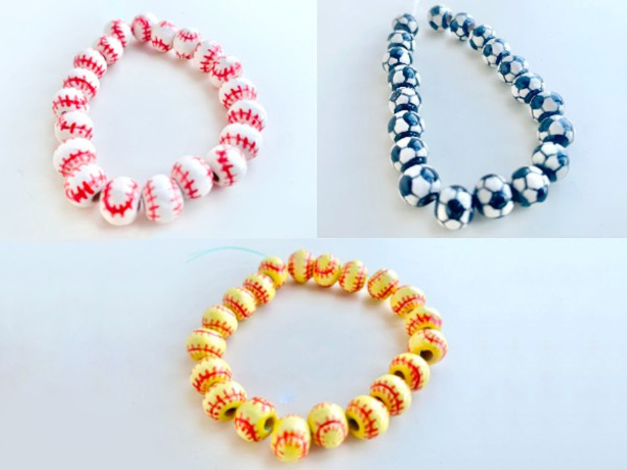Baseball Sports Beads For Bracelets Sports Charms, Ball Charms