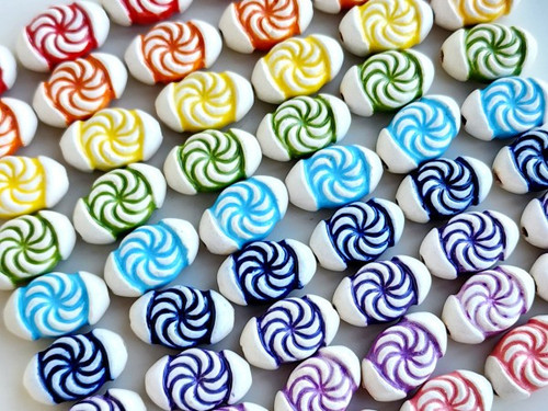 19x12mm Assorted Colors Candy Swirl Ceramic Beads