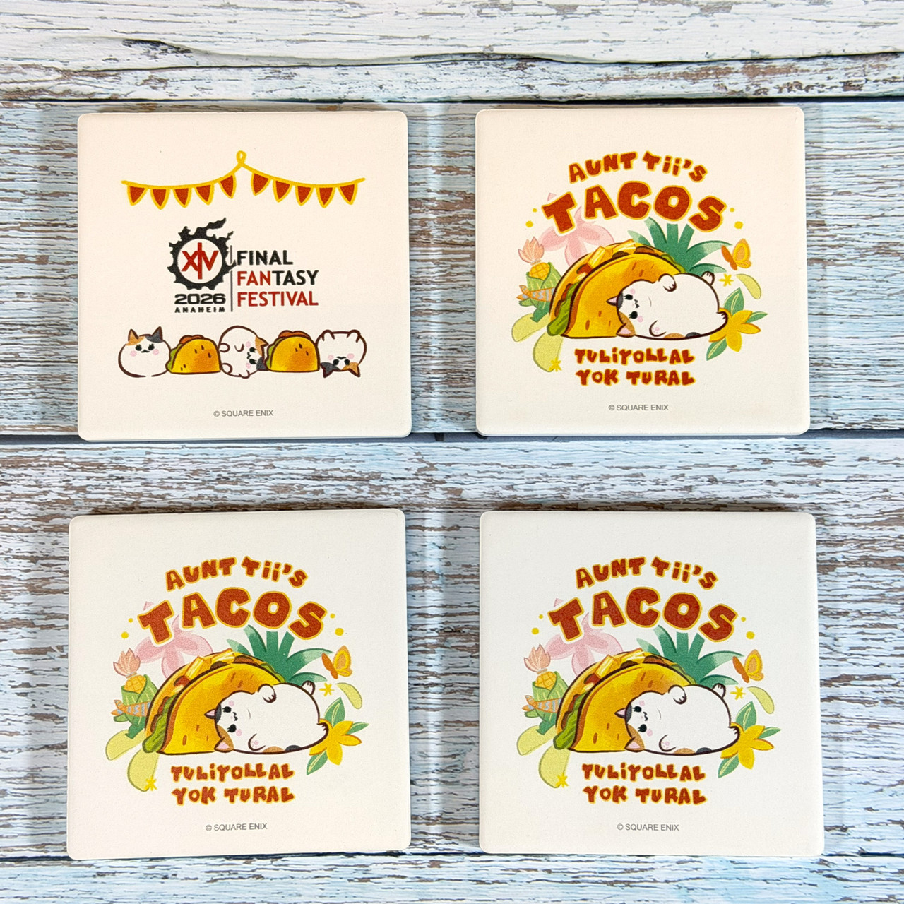 FINAL FANTASY XIV Ceramic Coaster 4 pc Set - AUNT TII'S TACOS