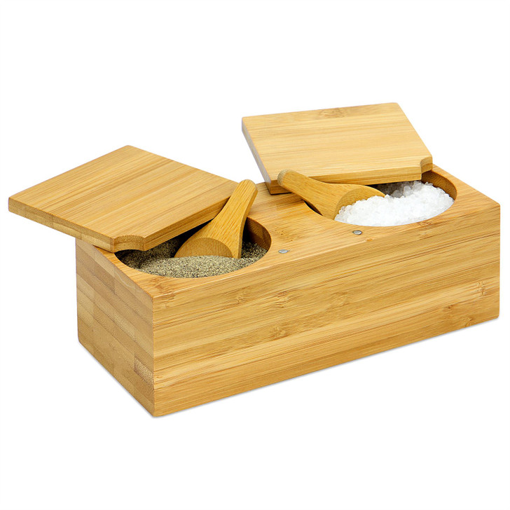 Bamboo Salt & Pepper Spice Box (with 2 spoons) | M&W