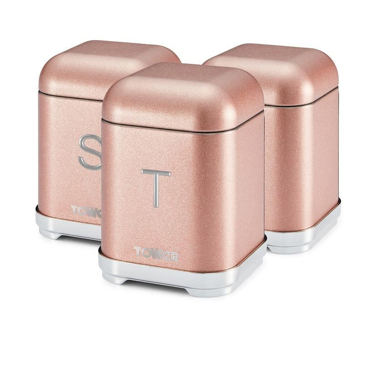 Tower Glitz Set of 3 Canister Blush Pink
