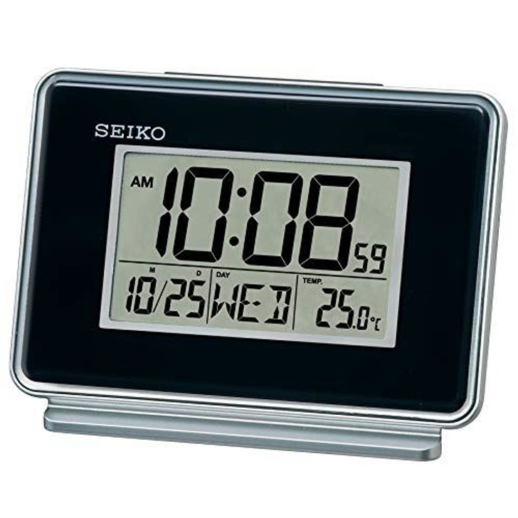 Seiko QHL068K LCD Dual Alarm Calendar Clock Black