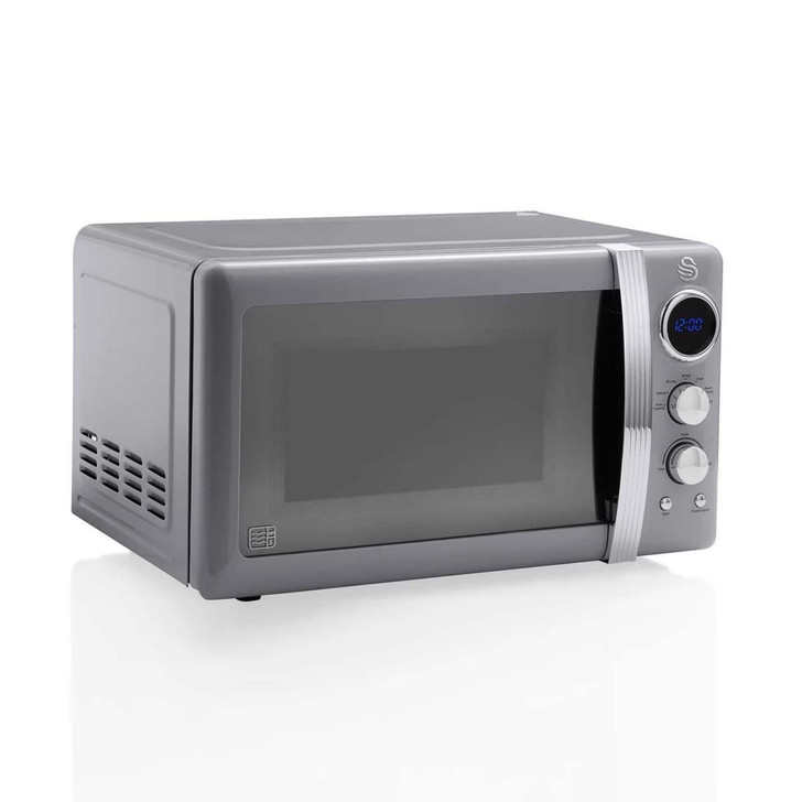 Swan Grey Digital 800W Retro Microwave