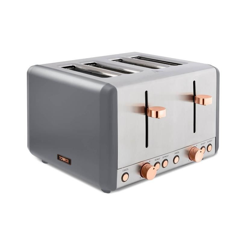 Tower Grey Cavaletto 4 Slice Stainless Steel Toaster