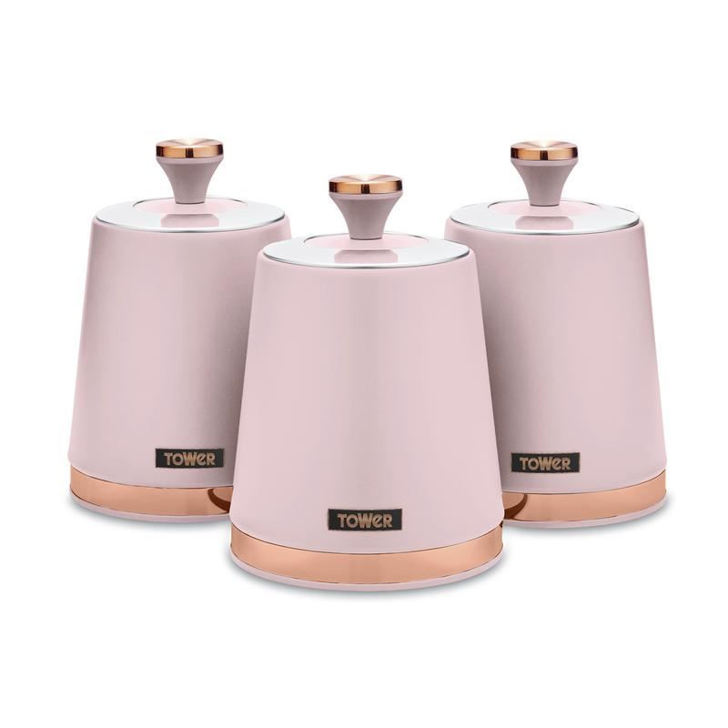 Tower Cavaletto Set of 3 Canisters Pink & Rose Gold