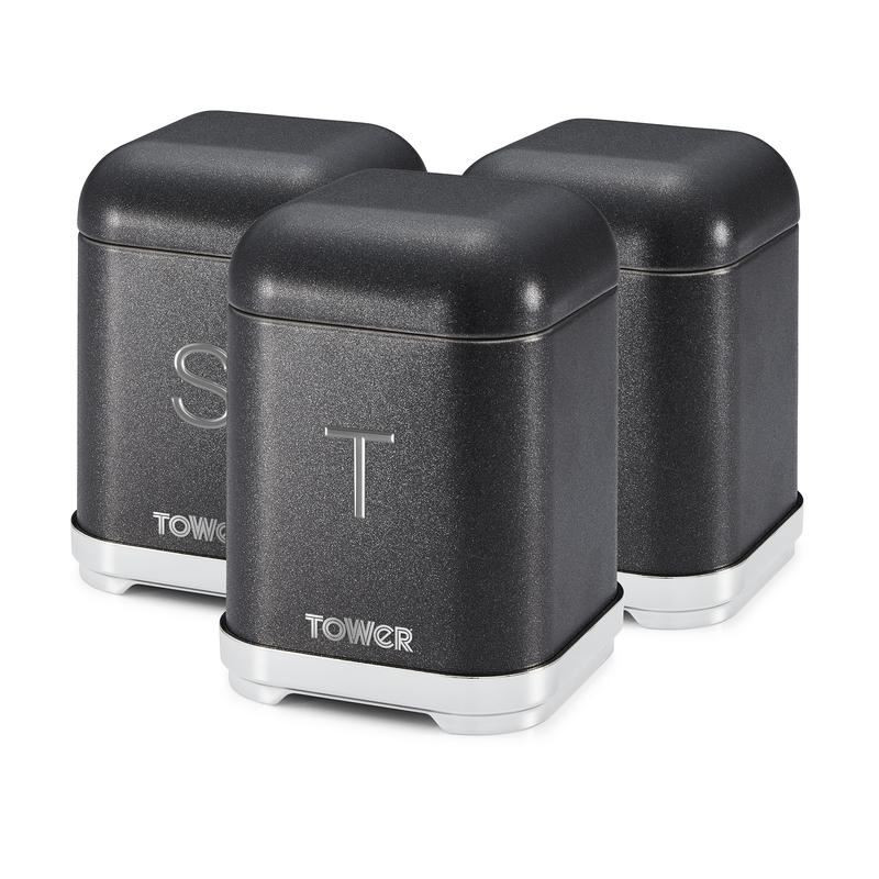 Tower Glitz Set of 3 Canisters Noir