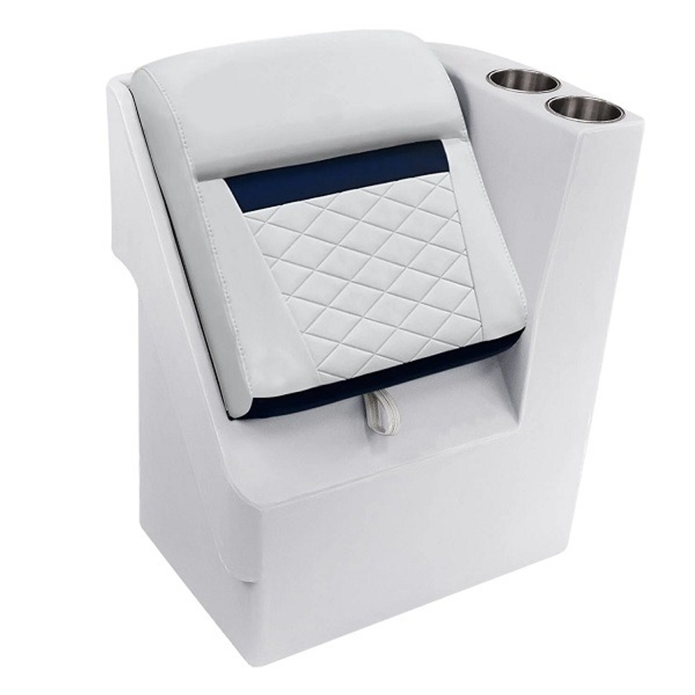 Brite White and Mariner Blue Wise Deluxe Right Lean Back Pontoon Boat Seat