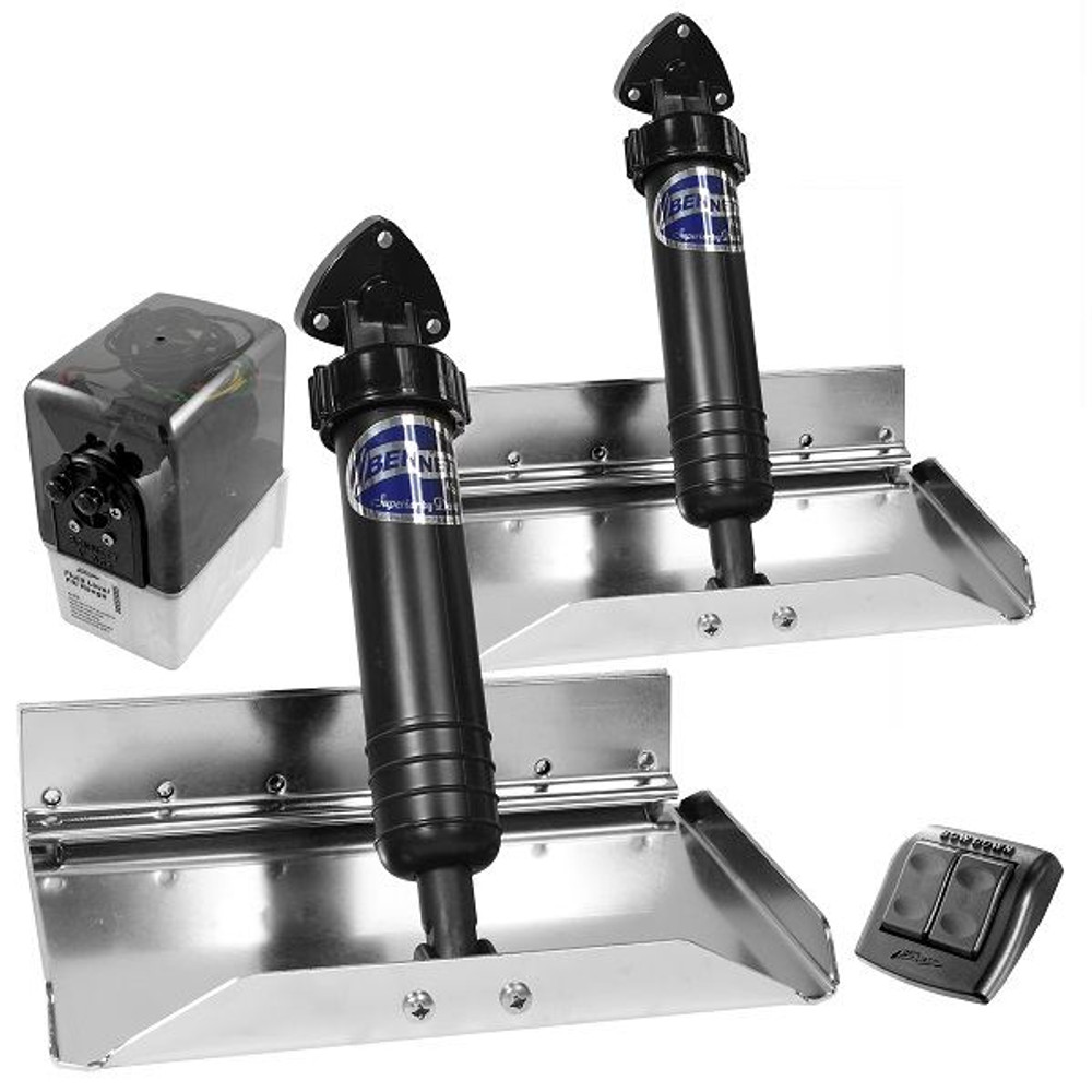 Bennett ST9 Sport 9" x 12" Hydraulic Trim Tab Kit w/Euro Rocker Trim Tab Switch