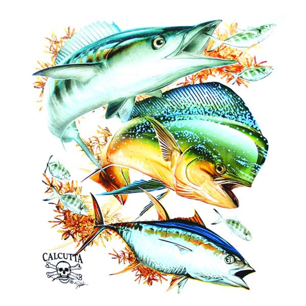 White T-Shirt W/ Offshore Trio Logo By Calcutta