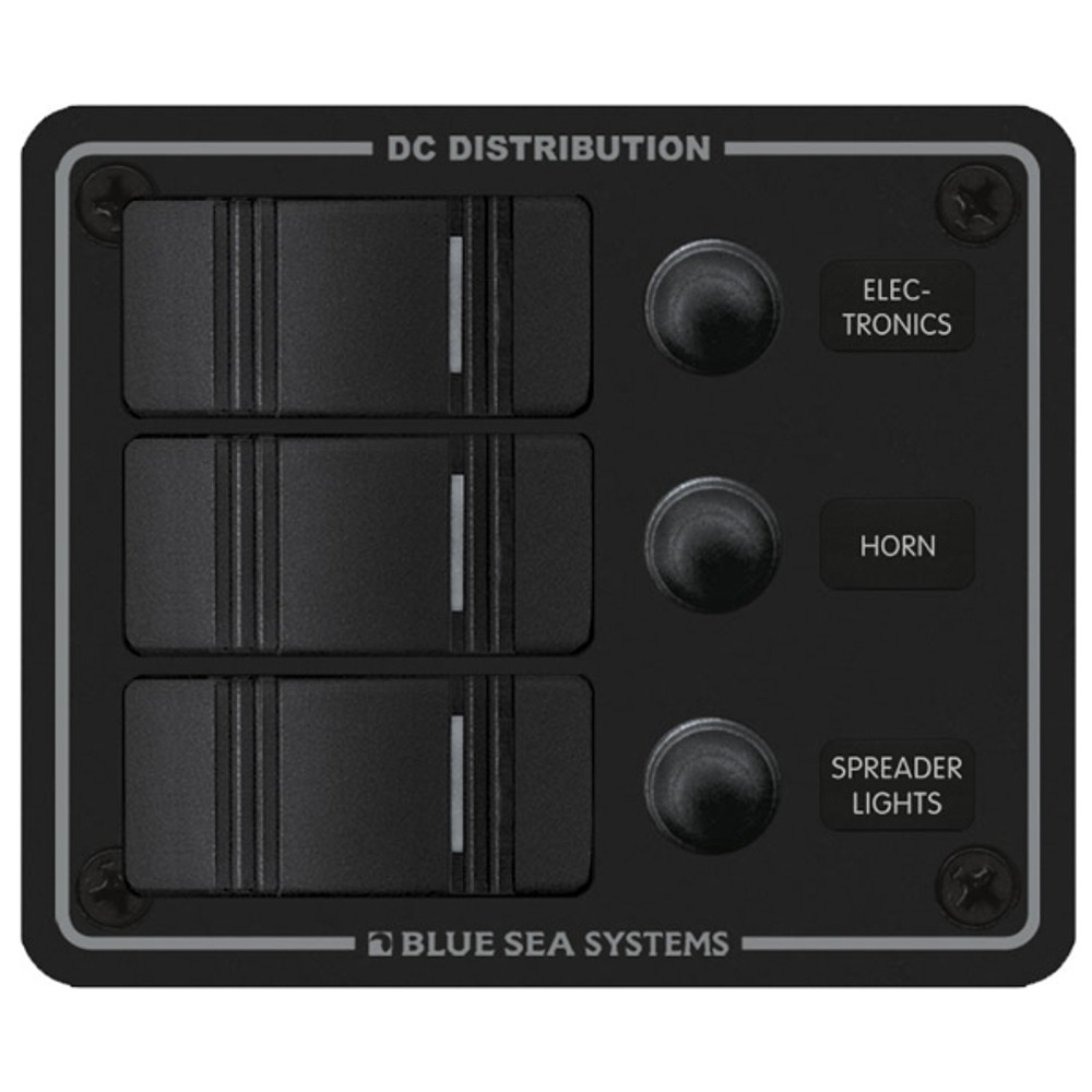 Blue Sea Water Resistant Circuit Breaker Panel - 3 Position
