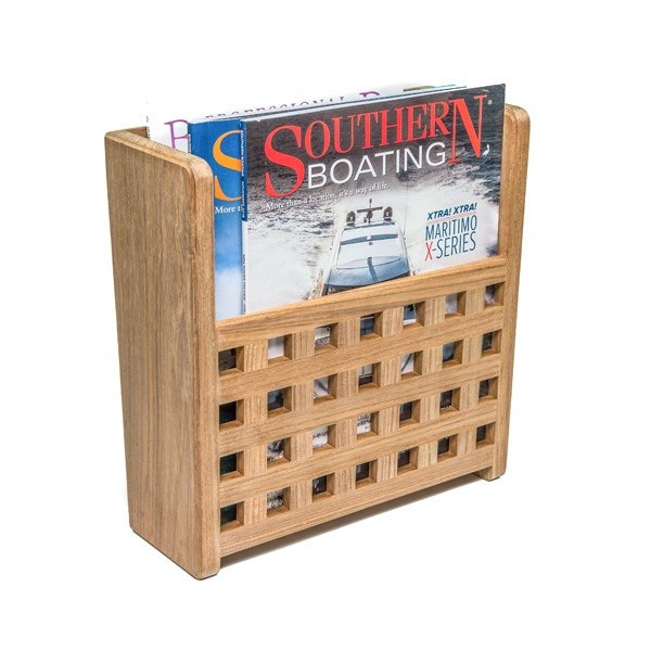 Whitecap Teak Grate Front Magazine Rack w/ Magazines