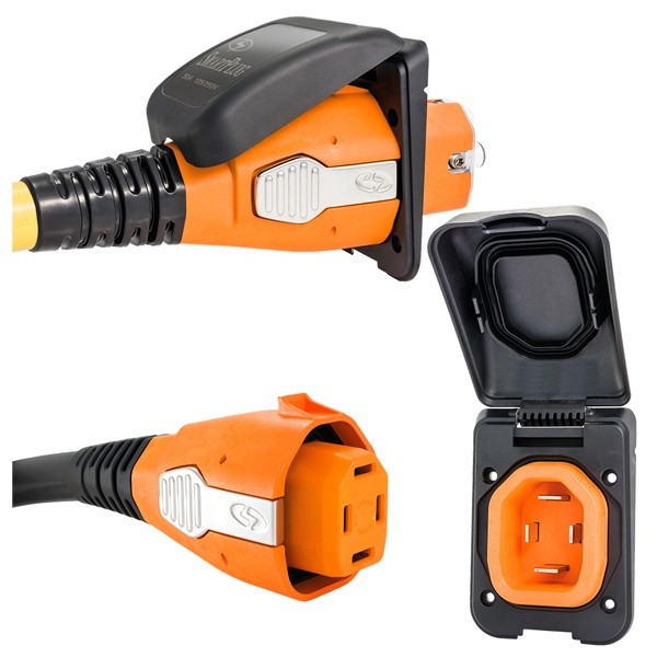 SmartPlug 50 Amp Non Metallic Black Inlet Plug Combo - Boat RV
