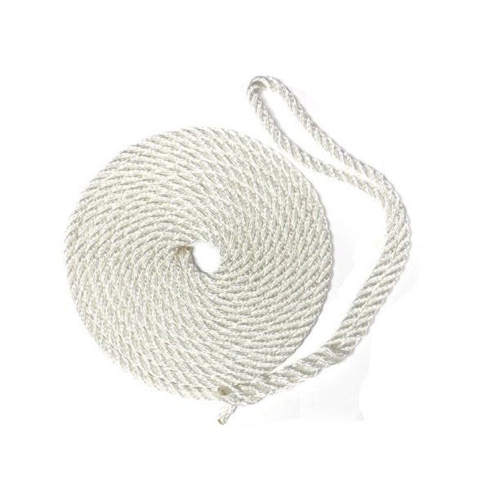 Gen3 Marine 3-Strand Twisted Nylon Dock Line - White