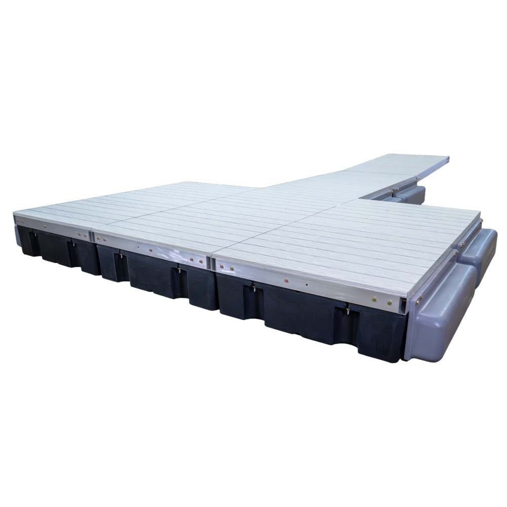 Patriot Docks Premium "T" Floating Dock w/ Gray Aluminum Decking Layout Image
