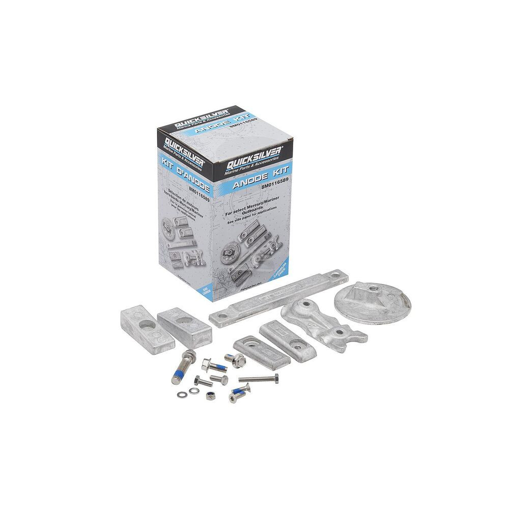 Quicksilver 8M0116589 transom and gear case aluminum anode kit marine corrosion protection
