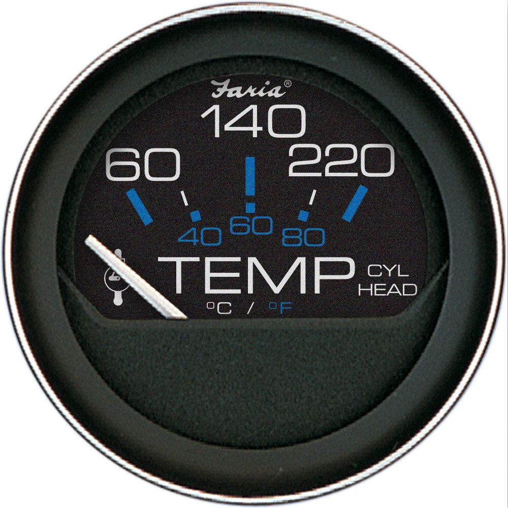 Faria Coral 2" Cylinder Head Temperature Gauge (60-120 F) w\/Sender