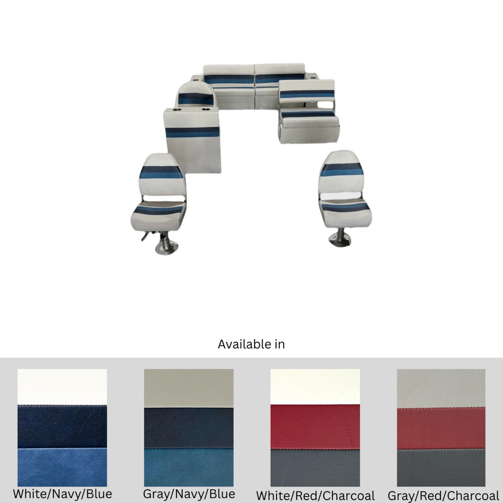 Horizon Premium Rear Couch Pontoon Furniture Set with Swingback & 2 Fishing Seats Image