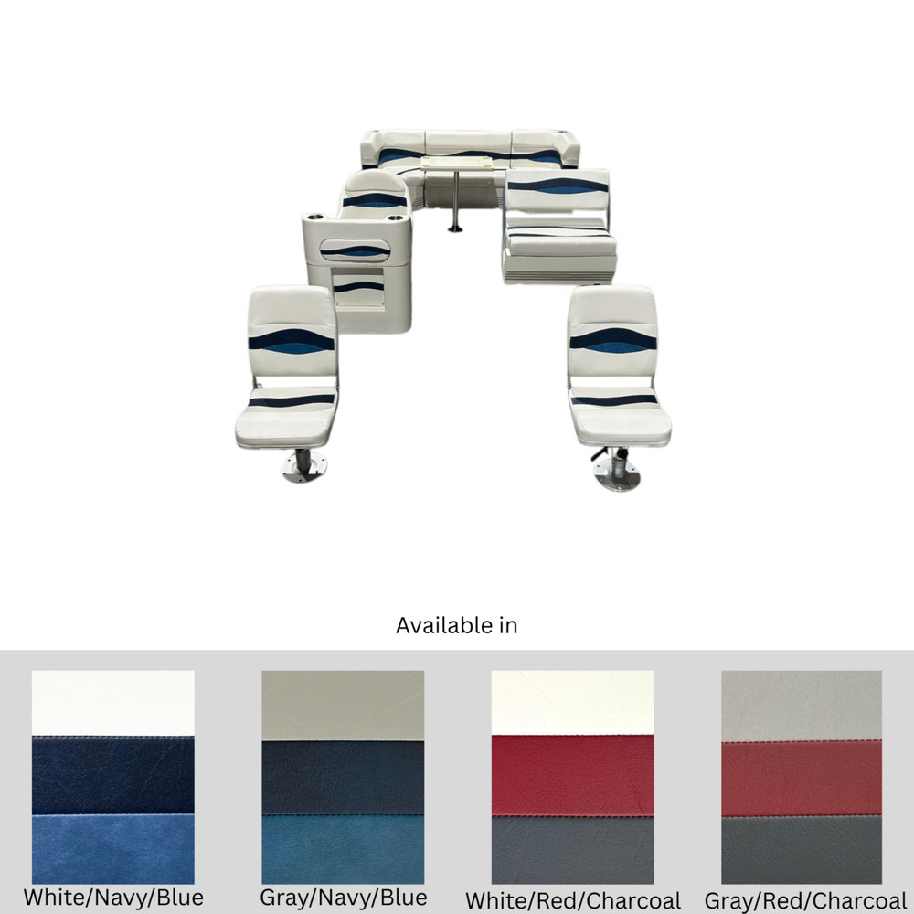 Horizon Elite Complete Fishing Pontoon Furniture Set with Swingback Cooler Image