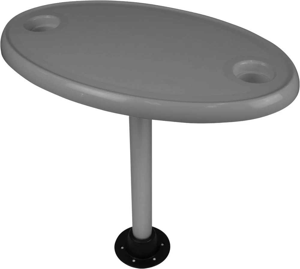 Wise Oblong Grey Pontoon Boat Table with 2 Cup Holders