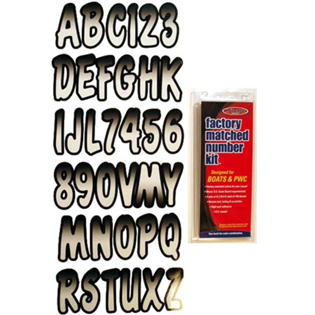 3" Boat Letter and Number Kit White and Black