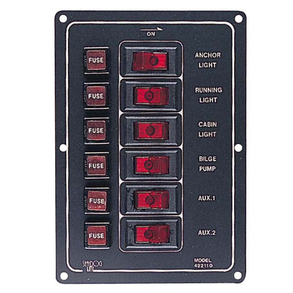 Sea-Dog Aluminum Vertical 6 Gang Switch Panel 422110-1