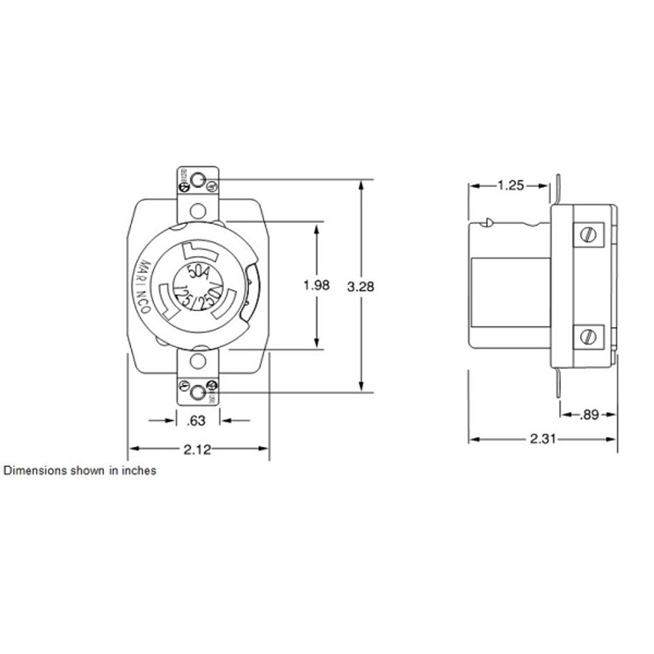 Marinco 50 Amp Shore Power Receptacle Wholesale Marine