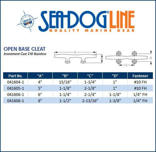 Sea Dog Stainless Steel Open Base Cleat