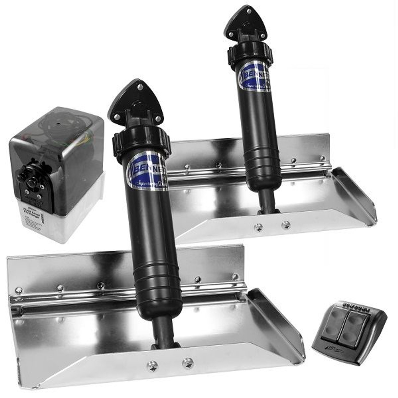 Bennett ST9 Sport 9" x 12" Hydraulic Trim Tab Kit w/Euro Rocker Trim Tab Switch