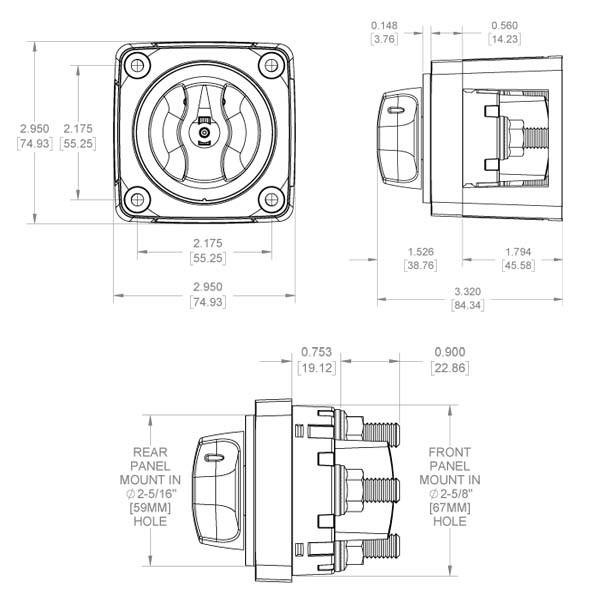 Blue Sea Mini Dual Circuit Plus Marine Battery Switch