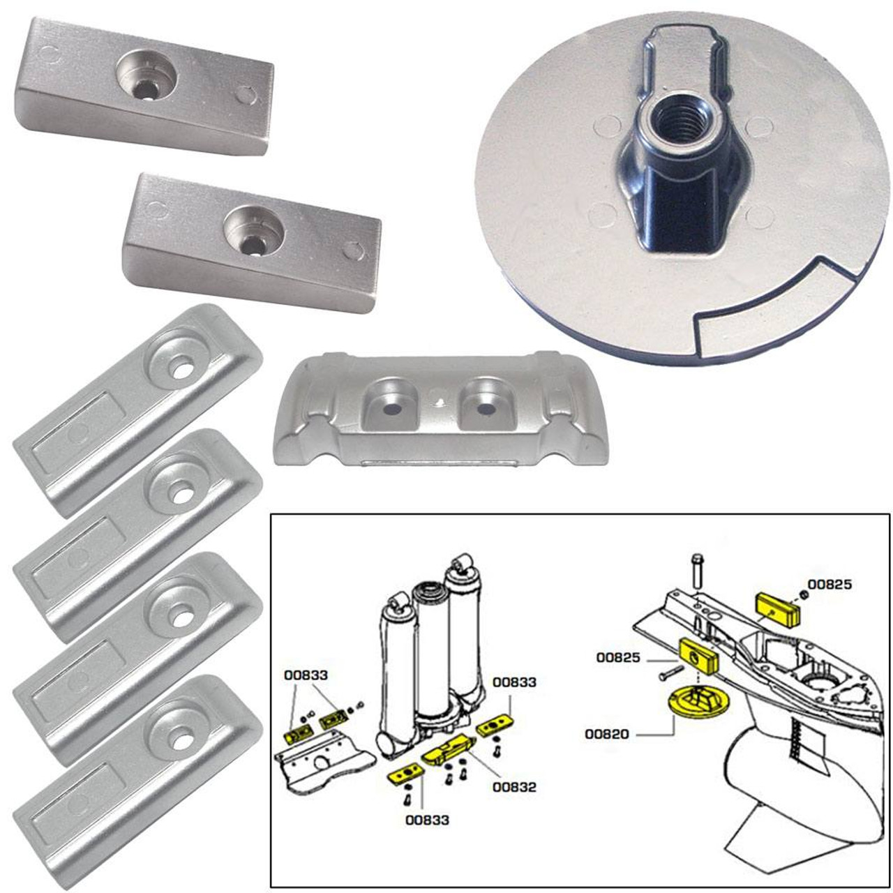 Tecnoseal Anode Kit w\/Hardware - Mercury Verado 6 - Zinc