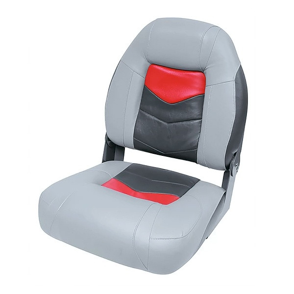 Wise Pro-Angler Premium Folding Boat Seat - Marble Grey/Regal Red/Charcoal