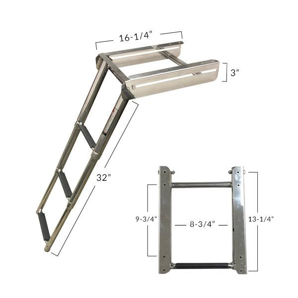 Stainless Steel Under Platform Telescoping Boat Ladder