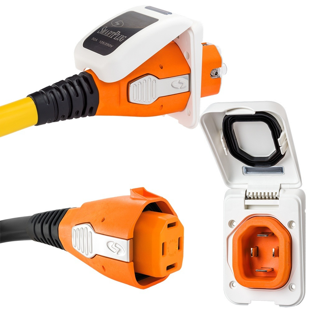 SmartPlug 50 Amp Non Metallic White Inlet  Plug Combo - Boat  RV