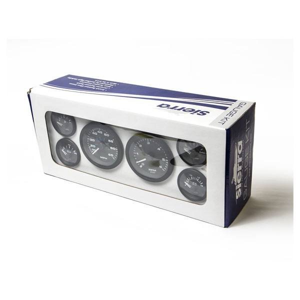 Sierra 62715P Black Premier Pro 6 Gauge Instrument Set