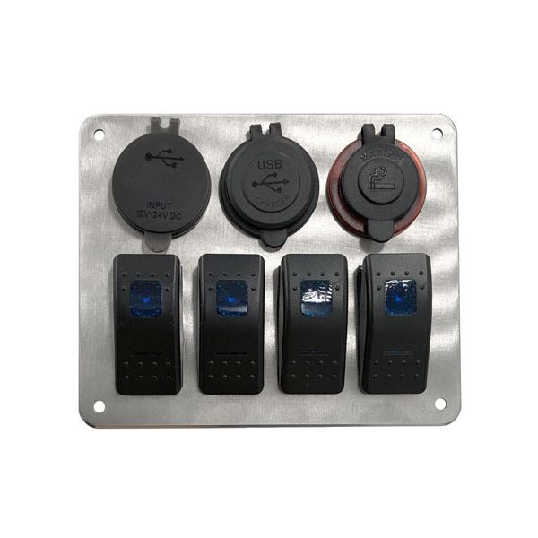 Gen3 Marine LED 4 Rocker Multi-Function Switch Panel - Face Front