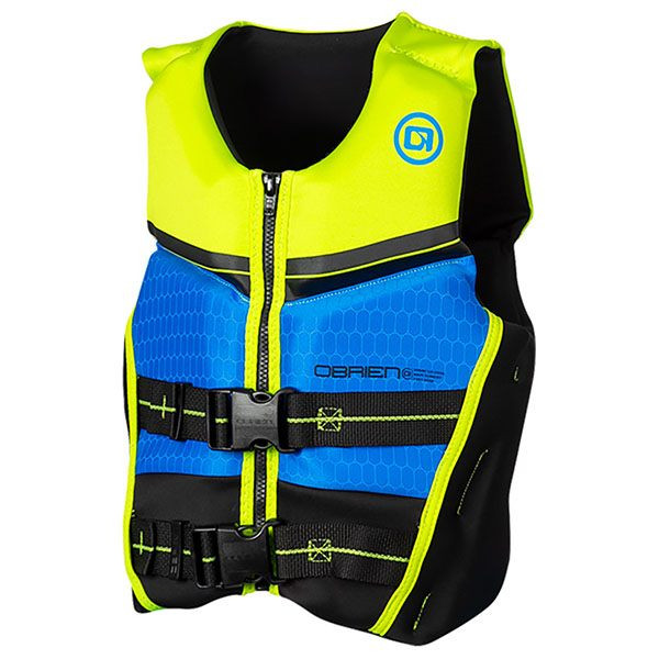 O'Brien Youth V-Back Blue/Lime Life Jacket - Front